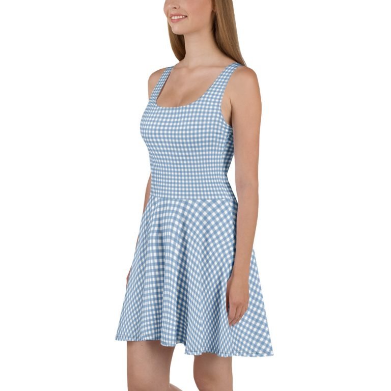 Blue and white checker mini dress