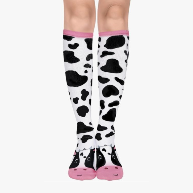 Cow print knee-high socks
